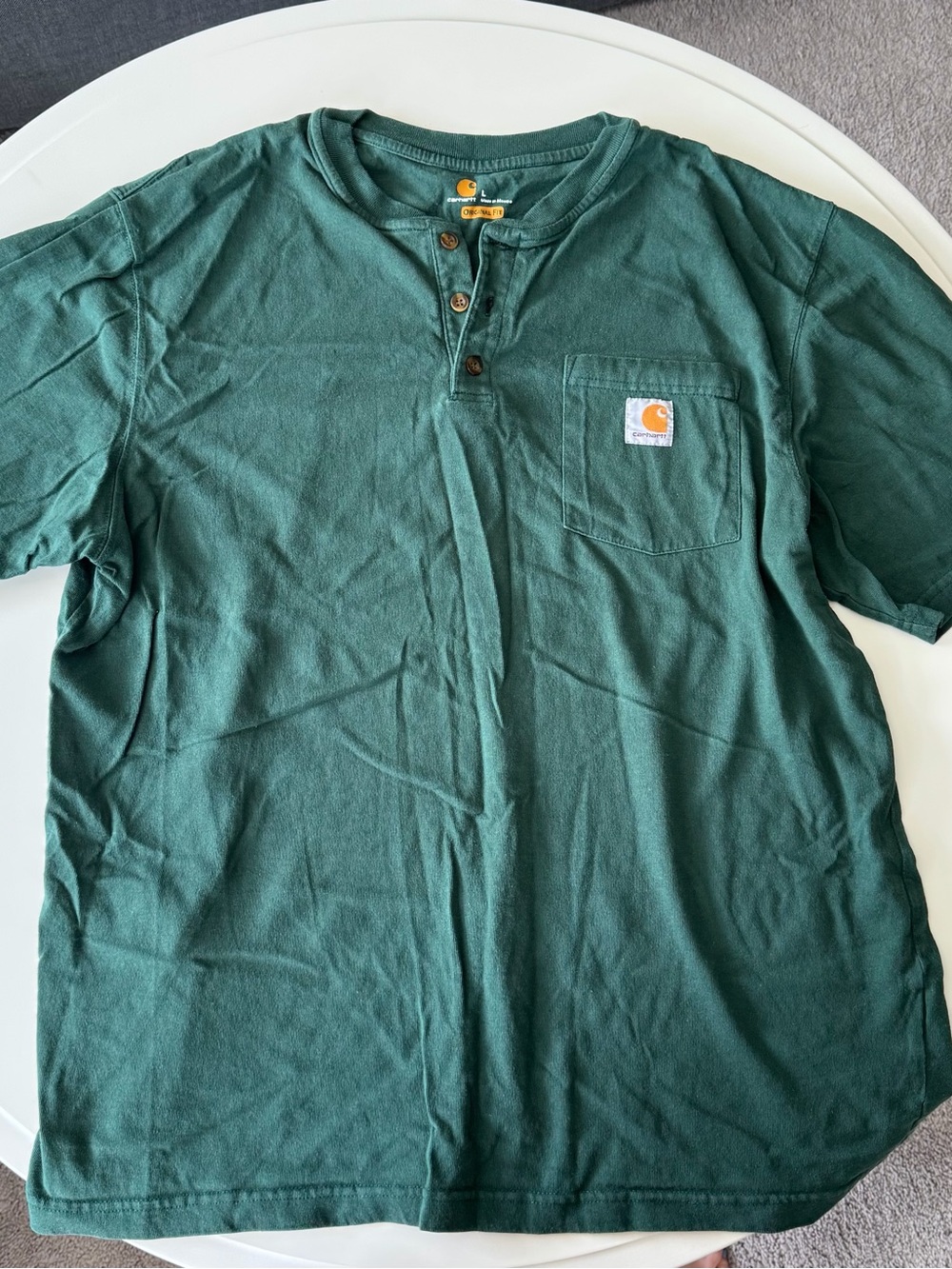 Carhartt Green Short-Sleeve Henley Pocket Tee